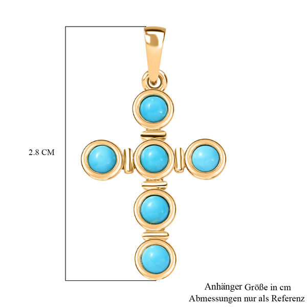 AA Amerikanischer, natürlicher Sleeping Beauty Türkis Kreuz Anhänger, 925 Silber 750 Gelbgold Vermeil ca. 0.72 ct image number 5