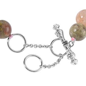 AAA Mehrfarbig Edelsteine, Roter Granat Armband ca. 18 cm 925 Silber rhodiniert ca. 138.59 ct