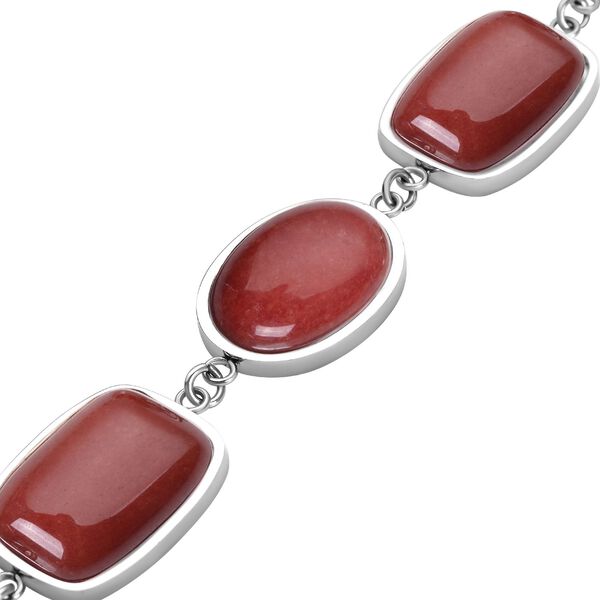 Rotes Achat-Armband, ca. 19 cm, Edelstahl ca. 80.00 ct image number 4