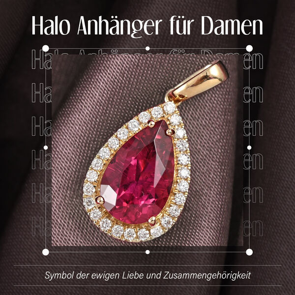 ILIANA AAA Rubellit und Diamant Anh&auml;nger in 750 Gelbgold - 2,70 ct. image number 1