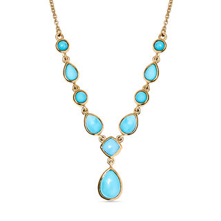 Amerikanisches, natürliches Sleeping Beauty Türkis Collier, ca. 45 cm, 925 Silber vergoldet ca. 5.36 ct