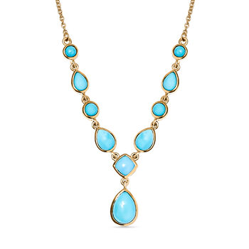 Amerikanisches, nat&uuml;rliches Sleeping Beauty T&uuml;rkis Collier, ca. 45 cm, 925 Silber vergoldet ca. 5.36 ct