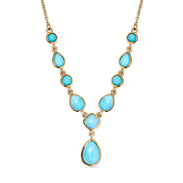 Amerikanisches, nat&uuml;rliches Sleeping Beauty T&uuml;rkis Collier, ca. 45 cm, 925 Silber vergoldet ca. 5.36 ct