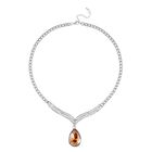 Champagner Kristall, weißer Kristall Halskette ca. 50 cm