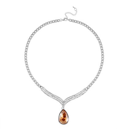 Champagner Kristall, wei&szlig;er Kristall Halskette ca. 50 cm