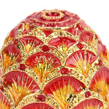 Eif&ouml;rmige Schmuckdose mit Diamantmuster aus Metall und Kunstkristall, 3.8&times;5.8cm