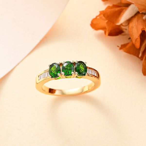 Natürlicher Chromdiopsid und Moissanit-Ring - 1,43 ct. image number 2