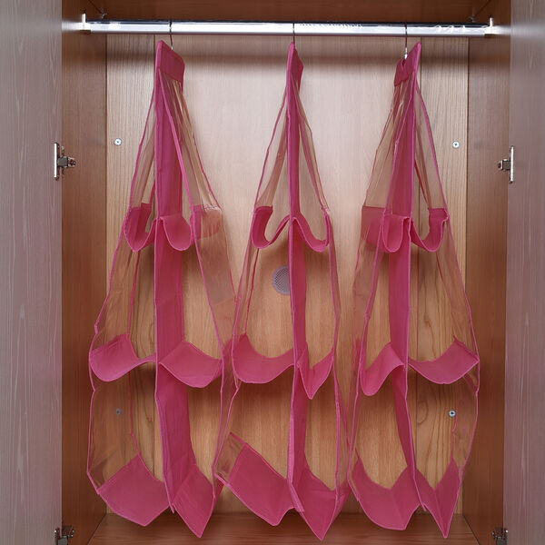 3er-Set hängende Aufbewahrungstasche, Rosa image number 3