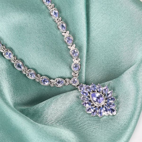 Tansanit Halskette ca. 45 cm lange 925 Silber platiniert 3.79 ct image number 2