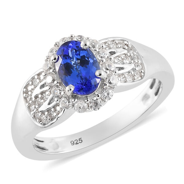 AAA Tansanit und Zirkon-Ring, 925 Silber platiniert  ca. 1,08 ct image number 4
