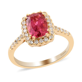 ILIANA AAA Rubellit und Diamant-Ring, SI G-H, 750 Gelbgold (Gr&ouml;&szlig;e 20.00) ca. 1,90 ct