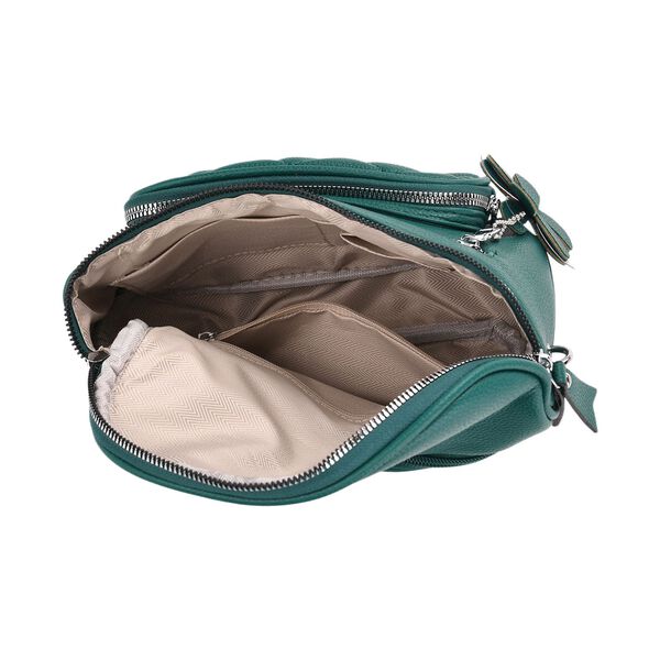 PU Crossbody Tasche mit gemustertem Riemen, 22x8x19cm, Blaugrün image number 6