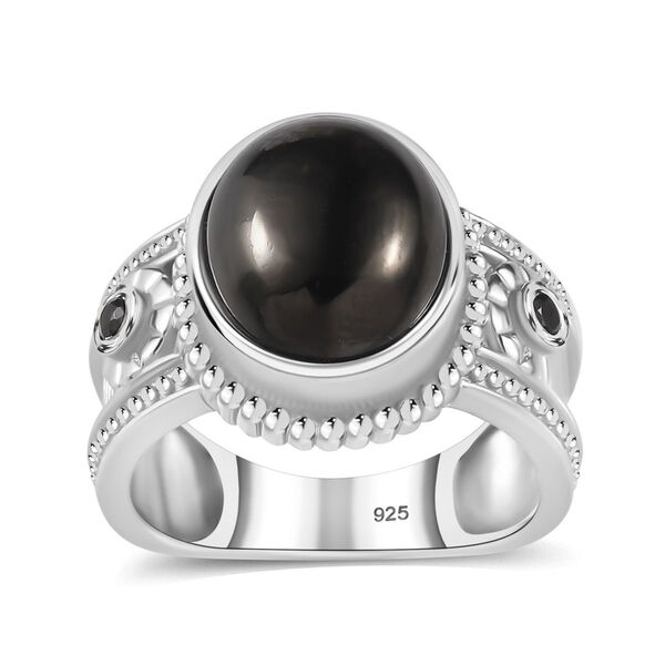 Elite Shungit, Schwarzer Spinell Ring 925 Silber rhodiniert (Größe 17.00) ca. 2,97 ct image number 4