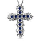 Masoala Saphir (Fissure gefüllt) Kreuz-Anhänger mit Kette, Edelstahl ca. 1.58 ct