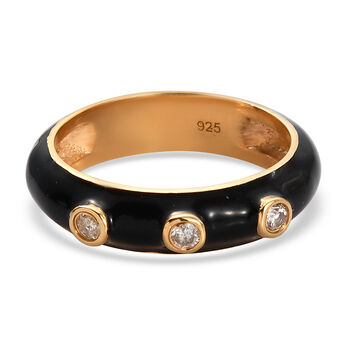 Diamant emailliert Ring 925 Silber vergoldet (Gr&ouml;&szlig;e 16.00) ca. 0,10 ct