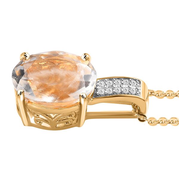 Mexikanischer nat&uuml;rlicher Hyalit Opal und Moissanit Anh&auml;nger mit Kette, 925 Silber Gelbgold Vermeil ca. 2.73 ct image number 4