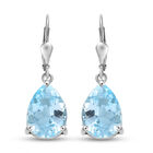 Himmelblaue Topas-Ohrringe, 925 Silber platiniert ca. 12,18 ct