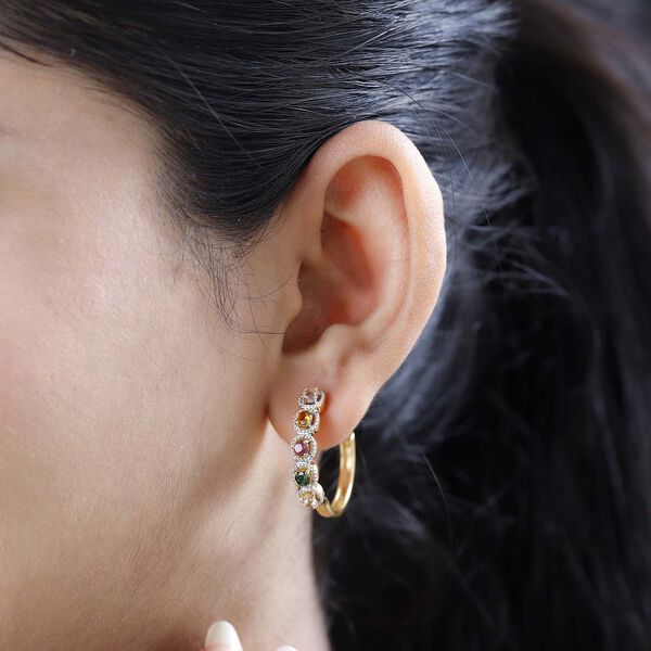 Mehrfarbige-Turmalin Ohrringe, 925 Silber vergoldet, ca. 1.09 ct image number 3