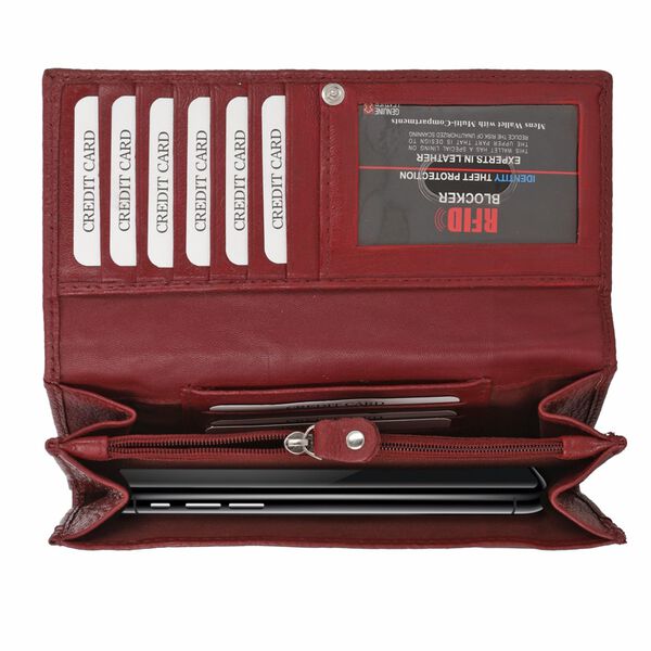 Moderne Geldbörse aus 100% echtem Leder mit RFID Schutz, 18.5x10cm, Rot image number 7