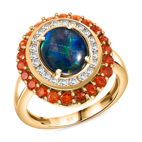 Boulder Opal Triplett, Feueropal und Zirkon-Ring - 2,58 ct. image number 5