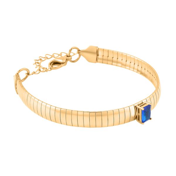 Blauer Zirkonia Armband, ca. 19 cm Reiner Edelstahl, vergoldet image number 2