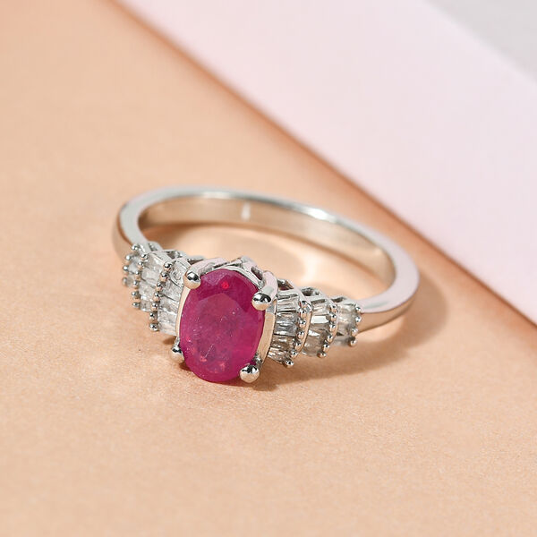 Fissure gefüllt Rubin und Diamant Ring 925 Silber platiniert  ca. 1,41 ct image number 2