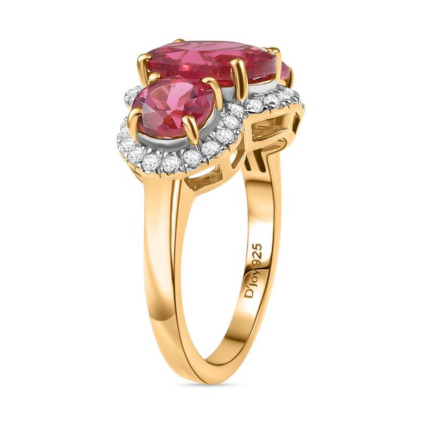 Trinity Flame - D'joy Lab Grown Padparadscha-Saphir Ring 925 Silber 750 Gelbgold Vermeil (Größe 18.00) ca. 6.79 ct image number 5