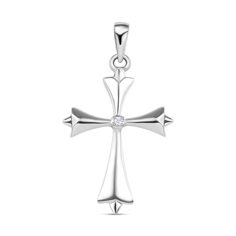 Weißer Diamant Kreuz-Anhänger, 925 Silber image number 0