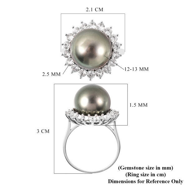 Tahiti Perle und Zirkon Ring 925 Silber rhodiniert  ca. 1,50 ct image number 5