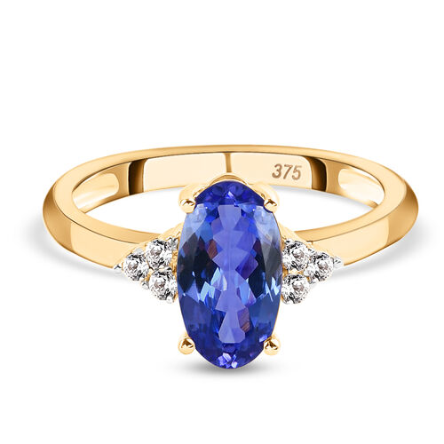 AA Tansanit und Zirkon Seitenstein Ring 375 Gelbgold image number 0