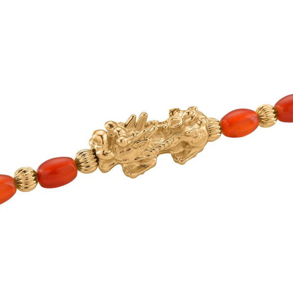 Roter Achat Pixiu Halskette, ca. 45cm + 5cm extender, gelb vergoldet ca. 50.00 ct image number 4