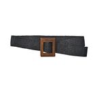 Elastischer Gürtel mit Holzschnalle 99x4.8cm, schwarz