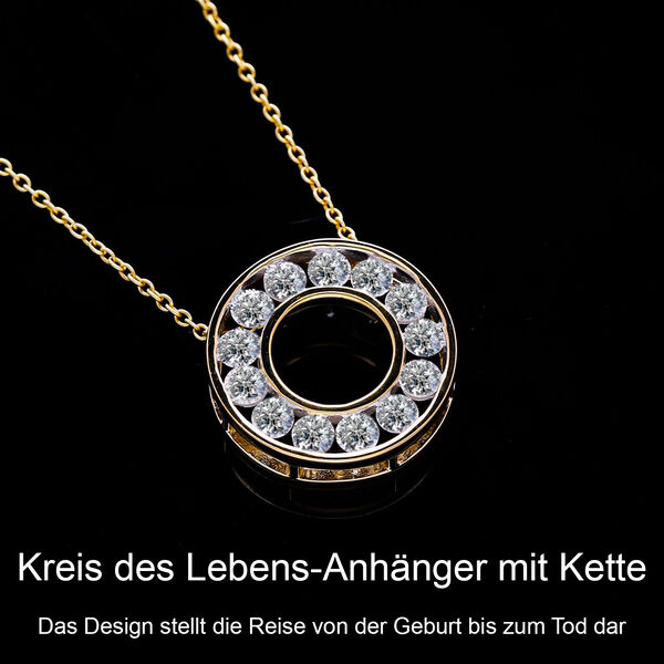 LUXURIANT SGL zertifizierter VS-EF Labor Diamant Anh&auml;nger mit 50cm Kette, 925 Silber Gelbgold Vermeil - 1 ct. image number 8