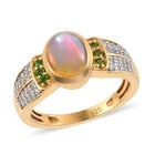 Natürlicher Äthiopischer Opal und Natürlicher Chromdiopsid Ring 925 Silber vergoldet  ca. 1,13 ct image number 5