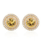ILIANA AAA gelbe Saphir und Diamant-Halo-Ohrstecker in 750 Gold, 2,45 ct. image number 0