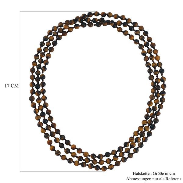 Dreilagige gelbe Tigerauge-Halskette, 150cm - 384,50 ct. image number 5