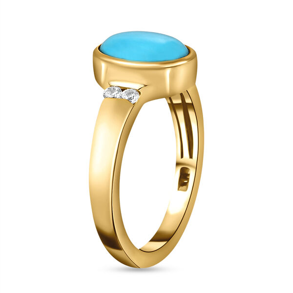 Amerikanischer, nat&uuml;rlicher Sleeping Beauty T&uuml;rkis und Zirkon-Ring - 1,84 ct. image number 5