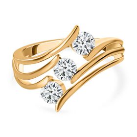 Moissanit Ring, 925 Silber Gelbgold Vermeil - 0,68 ct.