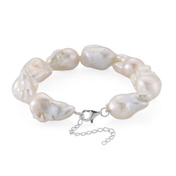 D'Joy wei&szlig;es Barockperle 19+5cm Armband