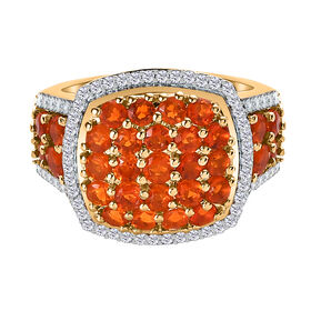 Salamanca Feueropal Ring, 925 Silber vergoldet (Größe 18.00), ca. 1.64 ct