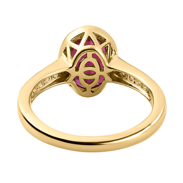 Afrikanischer Rubin und weißer Zirkon-Ring, 925 Silber vergoldet  ca. 2,94 ct image number 6