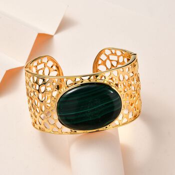 Malachit Armreif, ca. 19 cm, vergoldet, ca. 96.39 ct