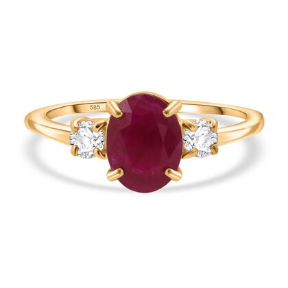 AAA Nat&uuml;rlicher burmesischer Rubin, Wei&szlig;er Diamant Ring 585 Gelb Gold (Gr&ouml;&szlig;e 20.00) ca. 2.17 ct