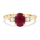 AAA Natürlicher burmesischer Rubin, Weißer Diamant Ring 585 Gold (Größe 20.00) ca. 2.17 ct