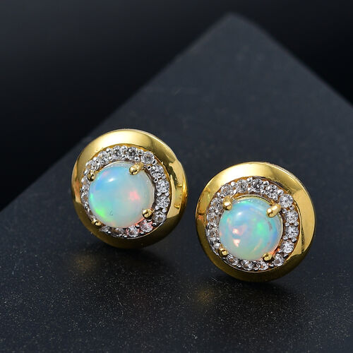 AA natürliche, äthiopische Welo Opal und Zirkon Ohrringe - 1,64 ct. image number 1
