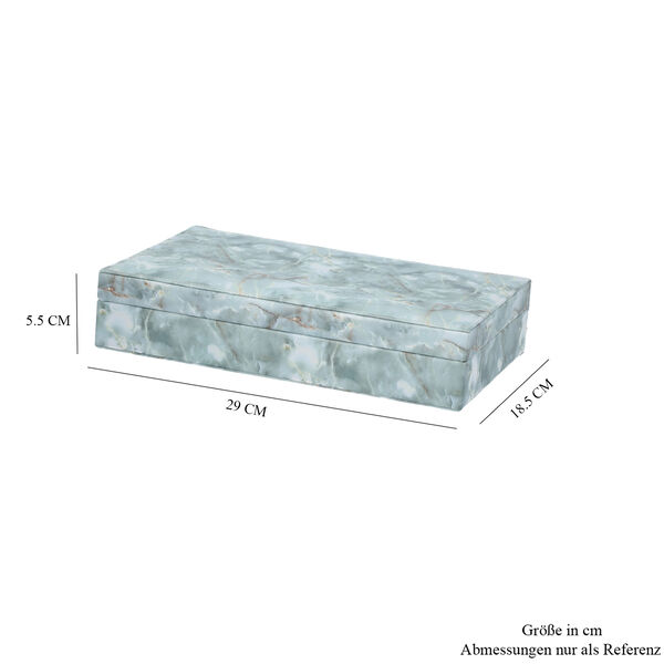 PU Ringk&auml;stchen mit 8 Kettenhaken und Taschen, Marmormuster, Gr&ouml;&szlig;e: 29x18,5x5,5 cm, Blau image number 6