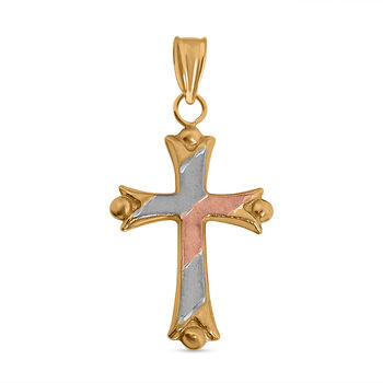 Tricolor Kreuz-Anh&auml;nger, 585 Gelbgold