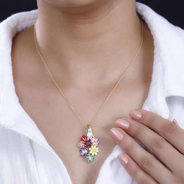 GP Italian Garden Kolelktion - AA afrikanischer Rubin , Zirkon und blauer Saphir-Anhänger mit 45cm Kette - 1,57 ct. image number 3