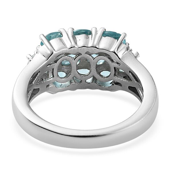 Blauer Apatit und Zirkon Cluster Ring 925 Silber Platin-&Uuml;berzug image number 7