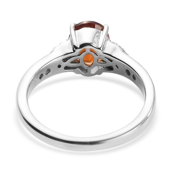 Madeira Citrin und Zirkon Solitär Ring 925 Silber Platin-Überzug image number 5